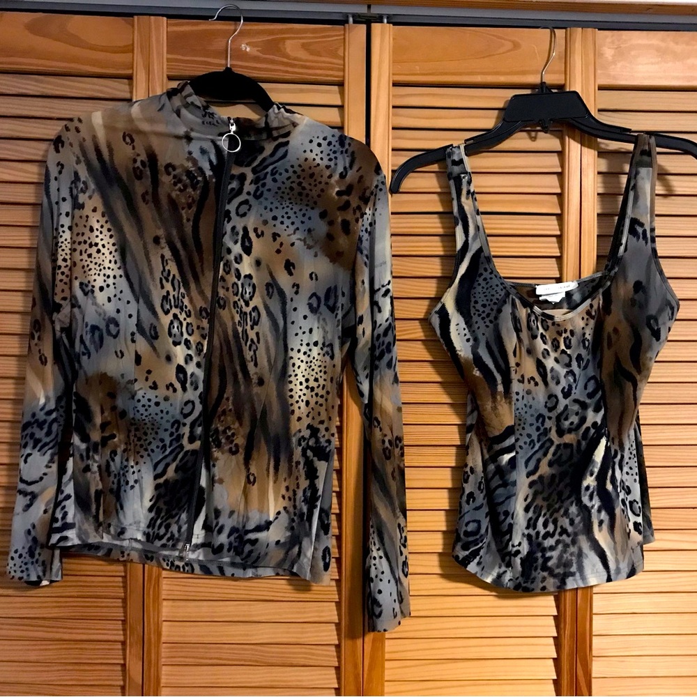 Papillon Blanc Set Wild Pattern Tank Top (S) and Matching Jacket (L)